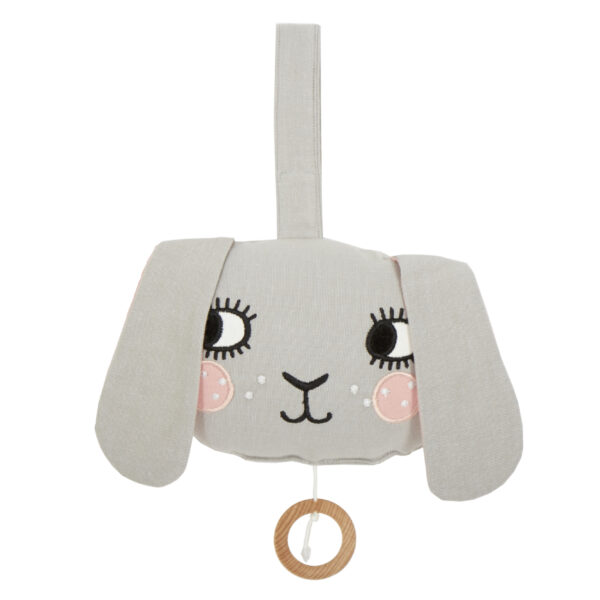 Jucărie muzicală pătuț din bumbac organic - Bunny, ROOMMATE