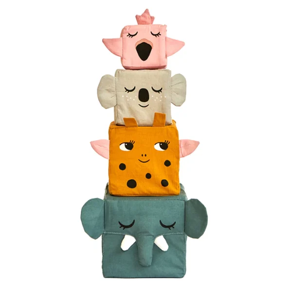 Cuburi stivuibile din bumbac organic - Jungle Animals, ROOMMATE