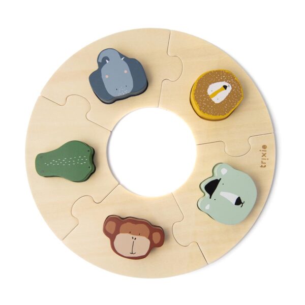Puzzle rotund din lemn -Animale, TRIXIE