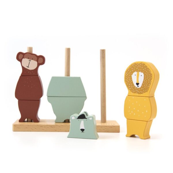 Jucărie motrică din lemn – Puzzle de stivuit cu animale, TRIXIE