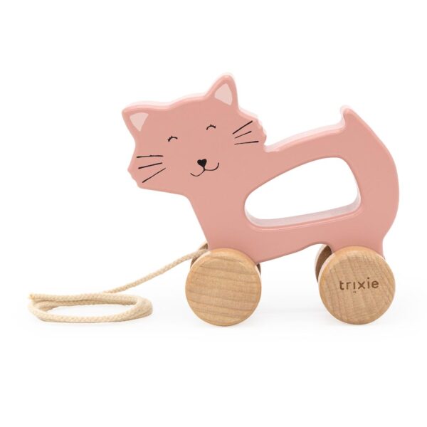 Jucărie din lemn cu roți și șnur pentru tras -Mrs. Cat, TRIXIE