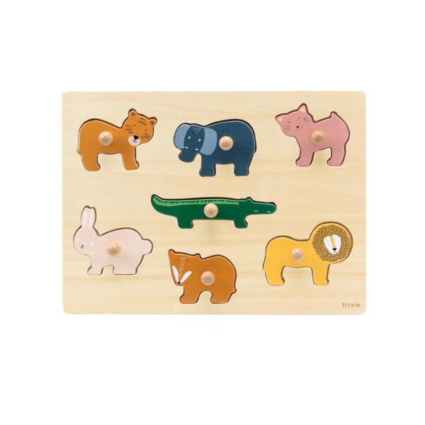Puzzle cu animale din lemn natural – 7 piese, TRIXIE