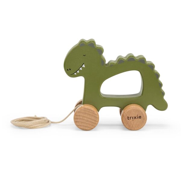 Jucărie din lemn cu roți și șnur pentru tras - Mrs. Dino, TRIXIE