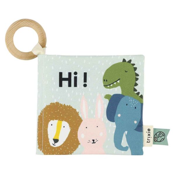 Carte interactiva din material textil cu activități pentru bebeluși - 4 animals, TRIXIE