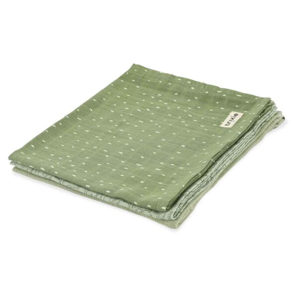 Set 3 museline din bumbac ORGANIC - Daring Dino, 55X55cm, TRIXIE