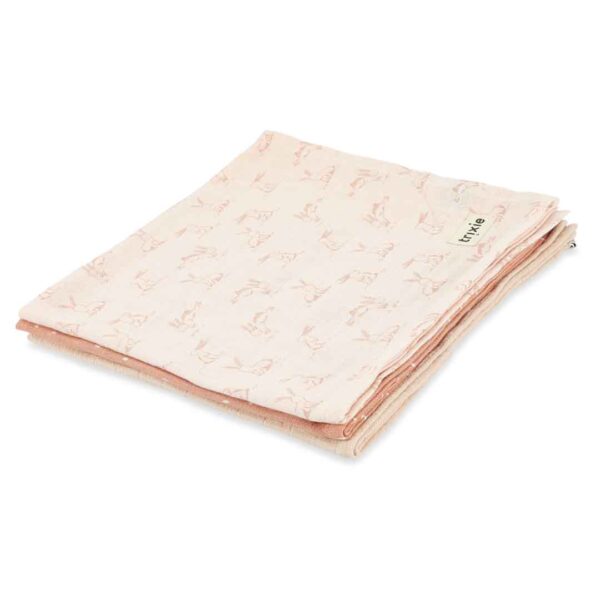 Set 3 museline din bumbac ORGANIC - Rosy Rabbit, 55X55cm, TRIXIE