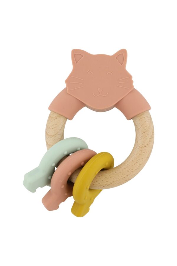 Jucărie de dentiție și explorare din silicon și lemn  – Mrs. Cat, TRIXIE