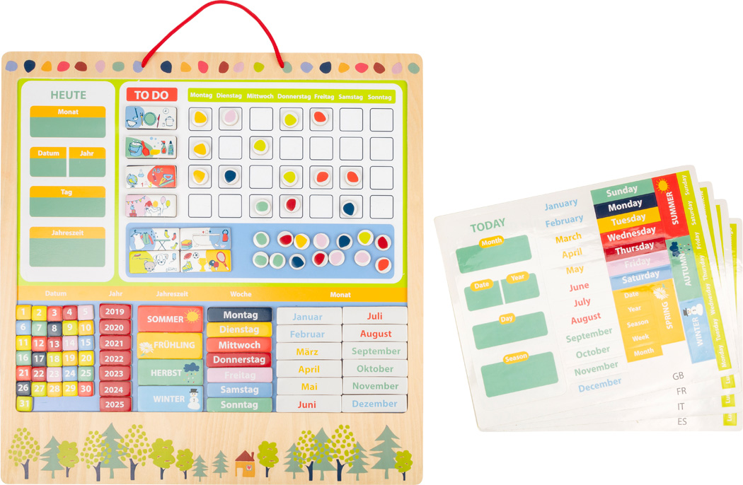 Organizator Săptămânal din lemn cu tablă magnetică - Educate, SMALL FOOT - imagine 3