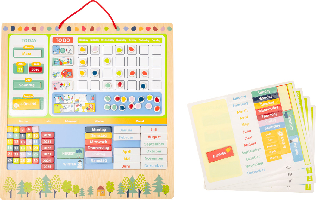 Organizator Săptămânal din lemn cu tablă magnetică - Educate, SMALL FOOT - imagine 2