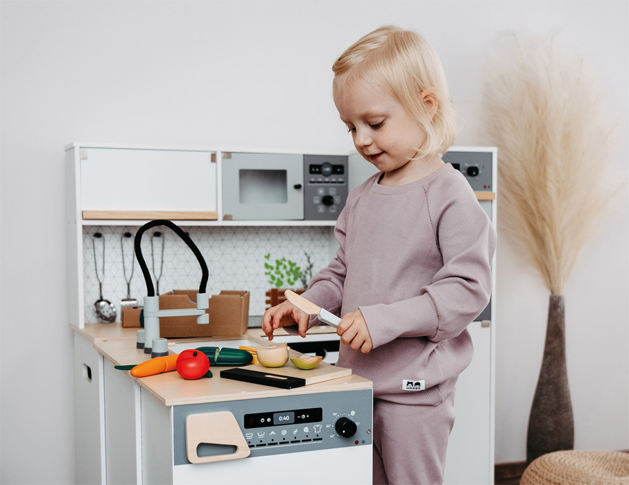Set alimente pentru prânz din lemn, de tăiat - Fresh, SMALL FOOT - imagine 2