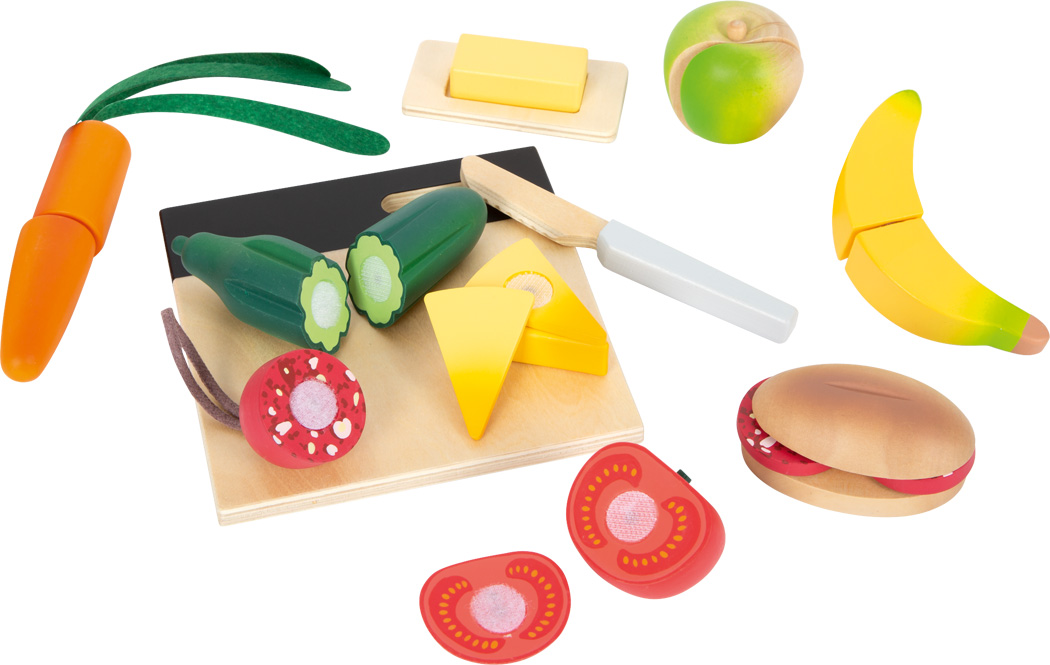 Set alimente pentru prânz din lemn, de tăiat - Fresh, SMALL FOOT - imagine 3