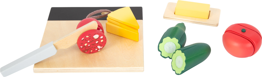 Set alimente pentru prânz din lemn, de tăiat - Fresh, SMALL FOOT - imagine 4