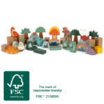 Cuburi din lemn pentru construcit - Dino, SMALL FOOT