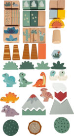 Cuburi din lemn pentru construcit - Dino, SMALL FOOT - imagine 6