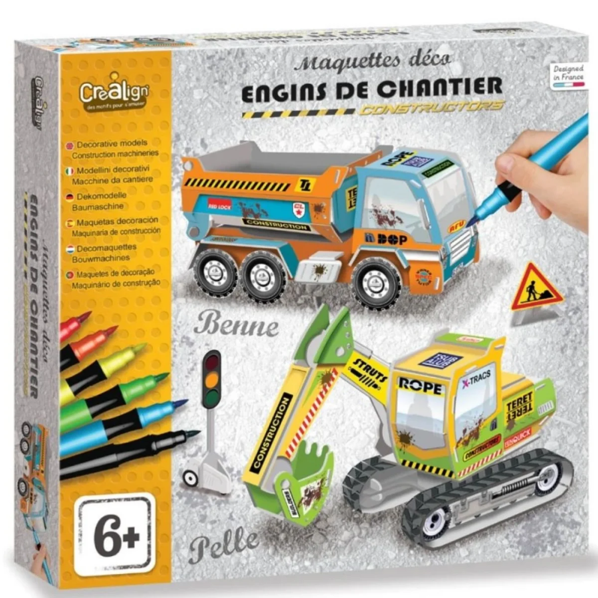 Set creativ - Asamblează Utilajul de construcție 3D, CRÉA LIGN, 6 ani + - imagine 1
