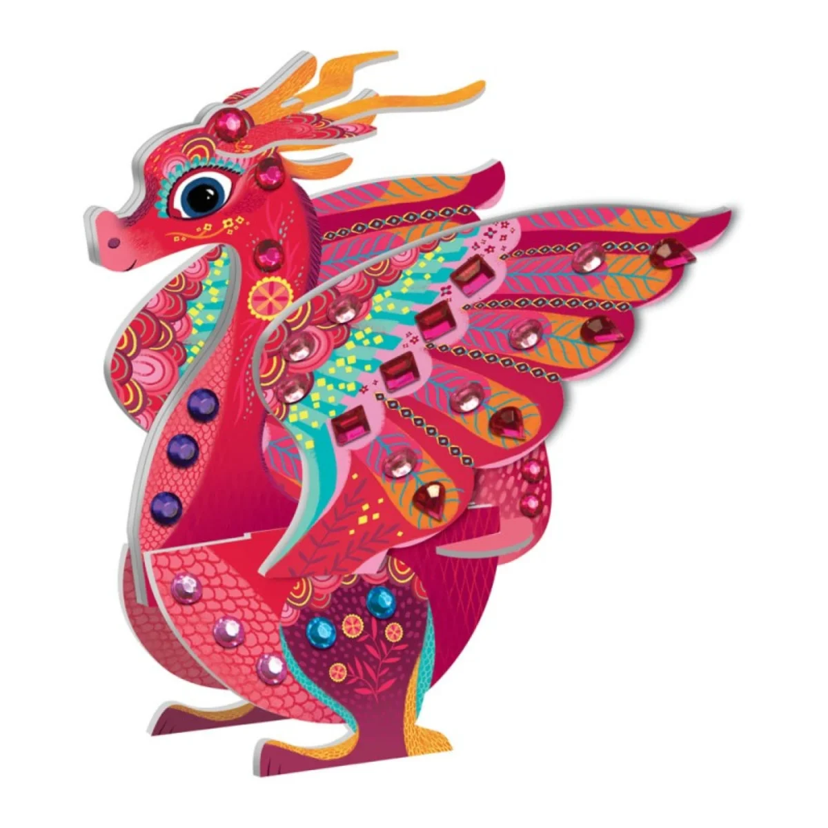 Set creativ – Animale Fantastice 3D decorate cu pietricele strălucitoare, CRÉA LIGN, 5 ani + - imagine 4
