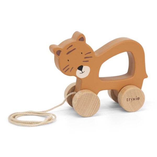 Jucărie din lemn cu roți și șnur pentru tras -Mr. Tiger, TRIXIE