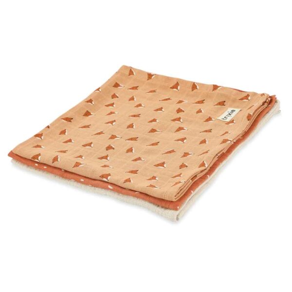 Set 3 museline din bumbac ORGANIC - Fierce Fox, 55X55cm, TRIXIE