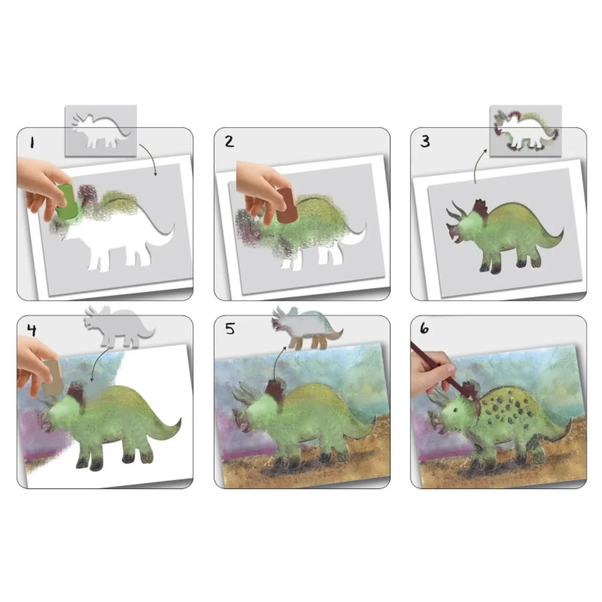Set de șabloane pentru desen -  Dinozauri, CRÉA LIGN - imagine 2