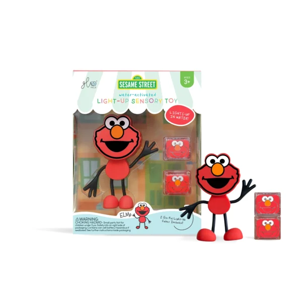 Elmo: set cu figurină și 2 cuburi luminoase pentru joacă senzorială în apă, GLO PALS