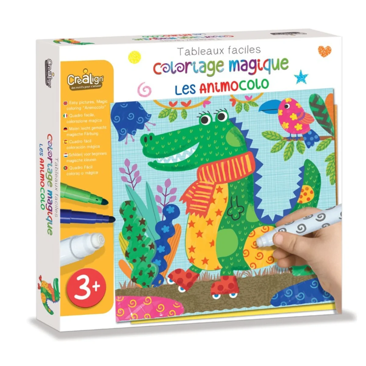 Set artistic - Creează și colorează cu markere magice - Animale, CRÉA LIGN, 3 ani+ - imagine 1