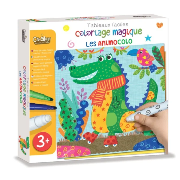 Set artistic - Creează și colorează cu markere magice - Animale, CRÉA LIGN, 3 ani+