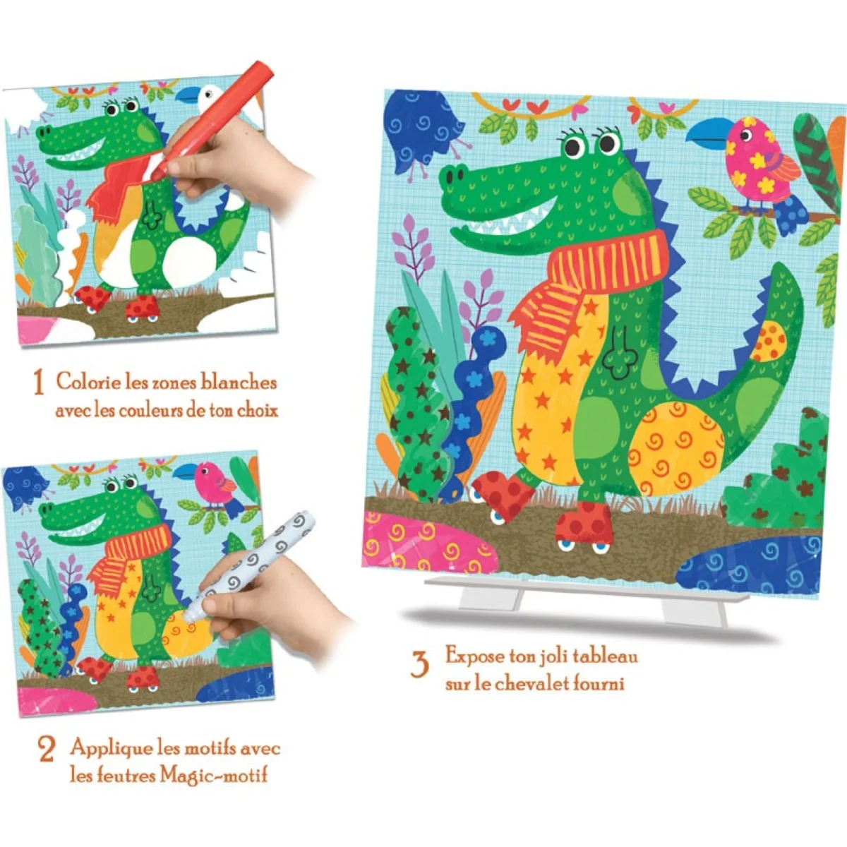 Set artistic - Creează și colorează cu markere magice - Animale, CRÉA LIGN, 3 ani+ - imagine 5