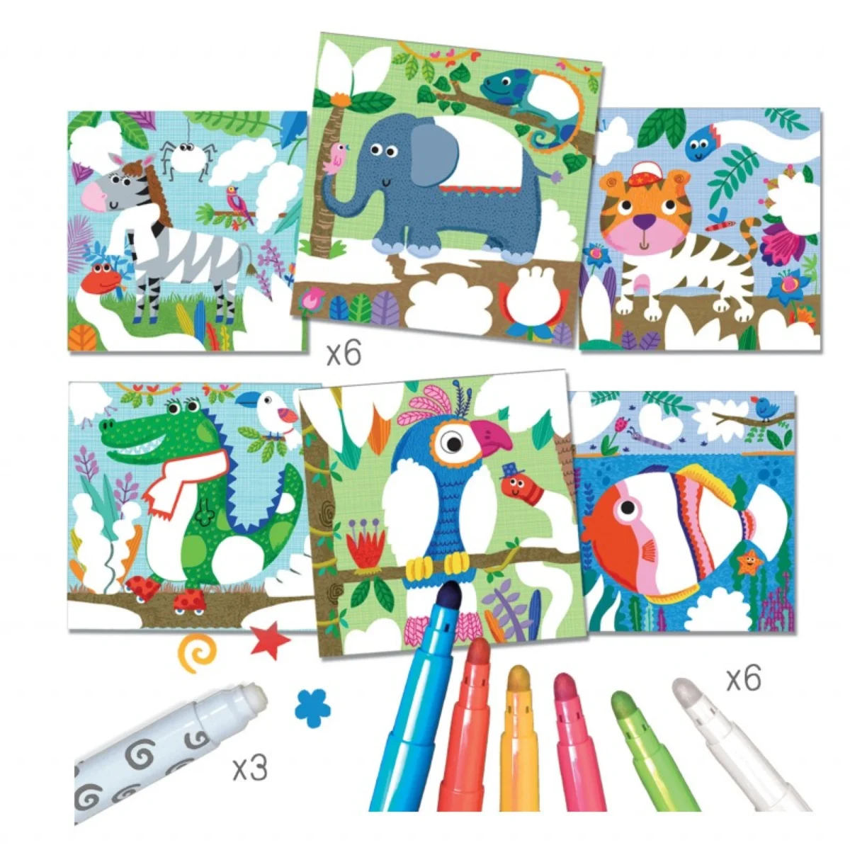 Set artistic - Creează și colorează cu markere magice - Animale, CRÉA LIGN, 3 ani+ - imagine 4