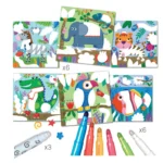 Set artistic - Creează și colorează cu markere magice - Animale, CRÉA LIGN, 3 ani+ - imagine 4