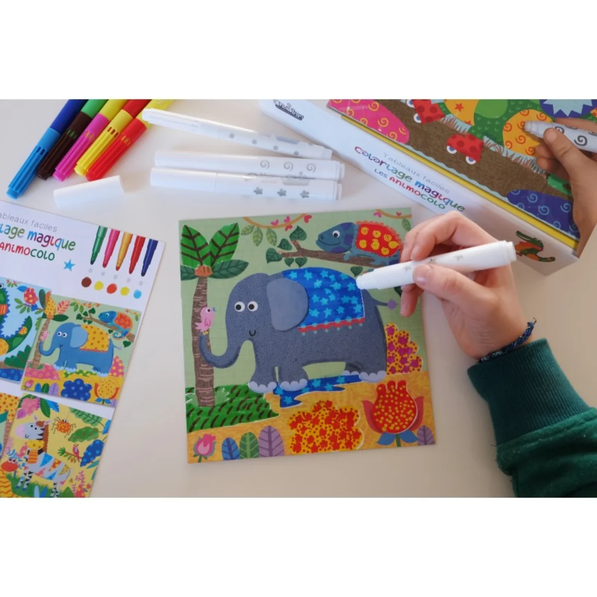 Set artistic - Creează și colorează cu markere magice - Animale, CRÉA LIGN, 3 ani+ - imagine 2