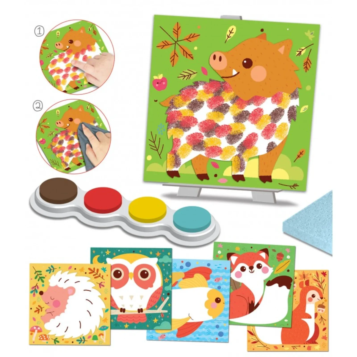 Set creativ - Pictează cu degețelele - Animale din pădure, CRÉA LIGN, 3 ani+ - imagine 2