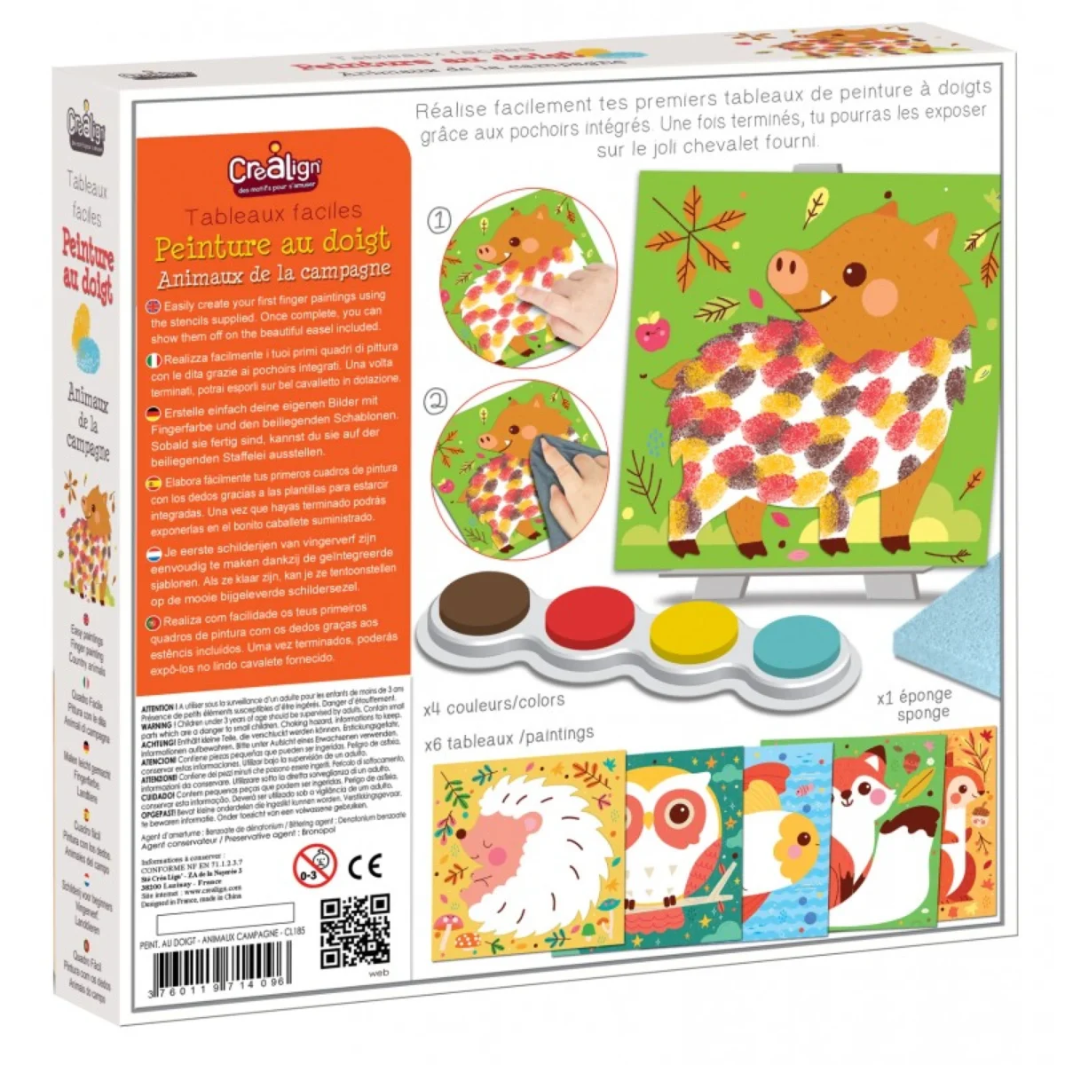 Set creativ - Pictează cu degețelele - Animale din pădure, CRÉA LIGN, 3 ani+ - imagine 3