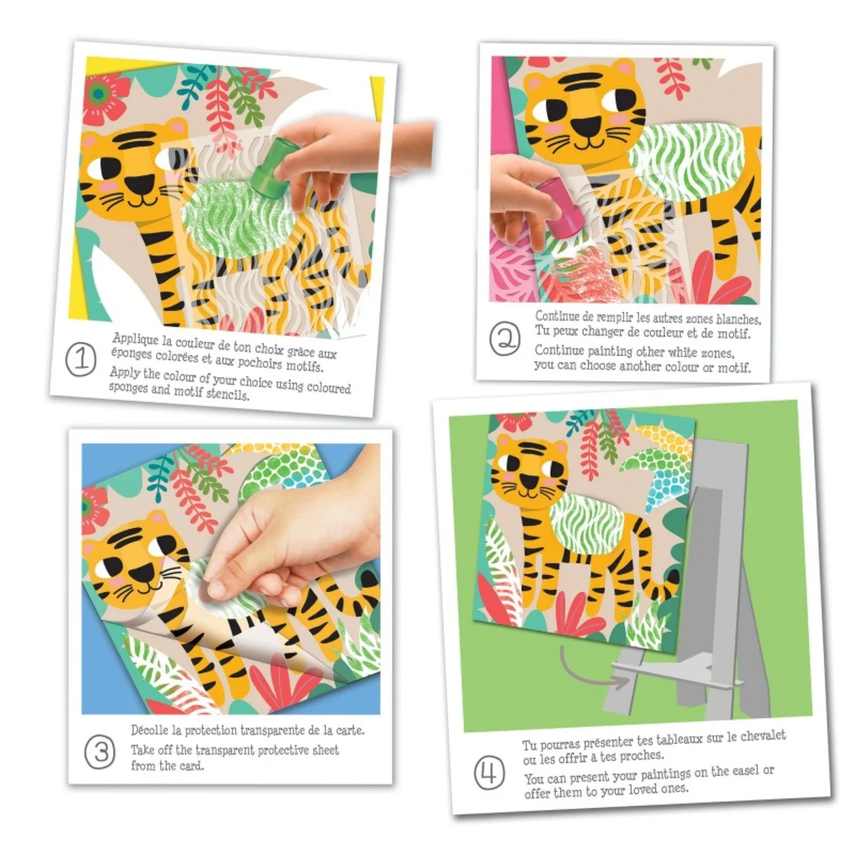 Set de pictură cu ștampile și șabloane – Jungle, CRÉA LIGN, 3 ani+ - imagine 3