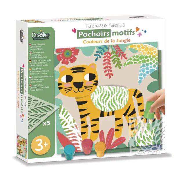Set de pictură cu ștampile și șabloane – Jungle, CRÉA LIGN, 3 ani+