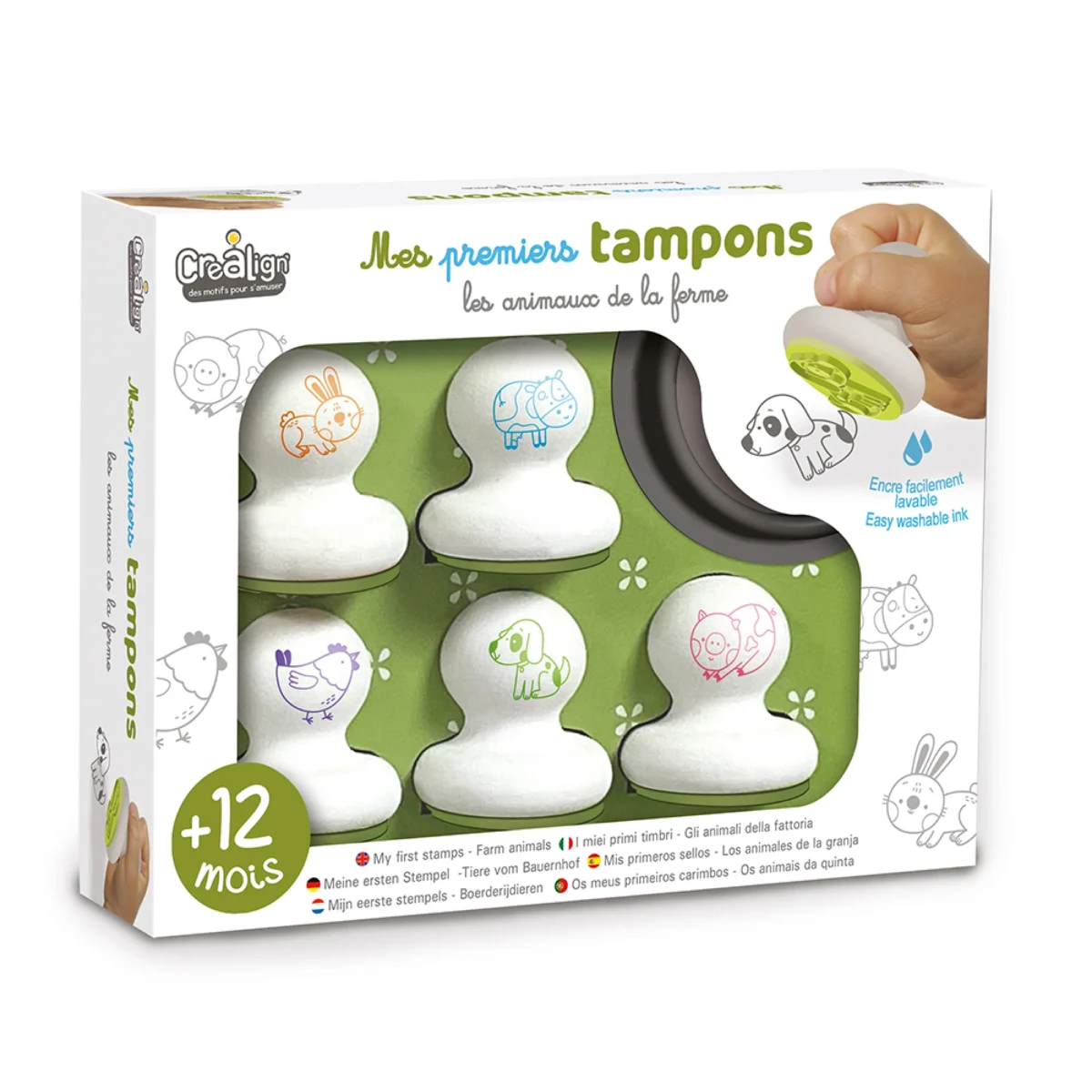 Set ștampile din lemn – Animale, CRÉA LIGN (6 buc.) - imagine 1