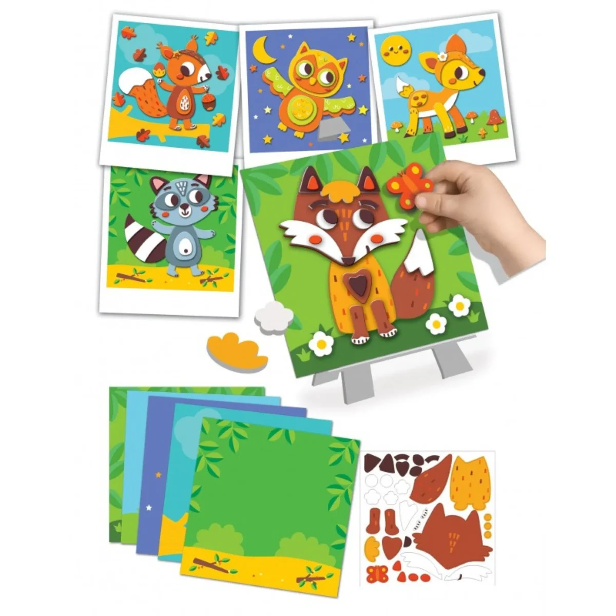 Set creativ – Creează tablouri colorate din spumă - Animale din Pădure, CRÉA LIGN, 3 ani+ - imagine 7