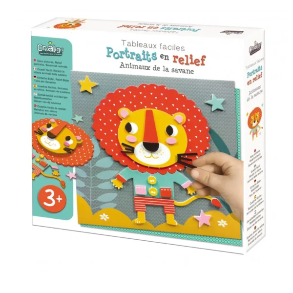 Set creativ – Creează tablouri colorate din spumă - Animale din Savană, CRÉA LIGN, 3 ani+