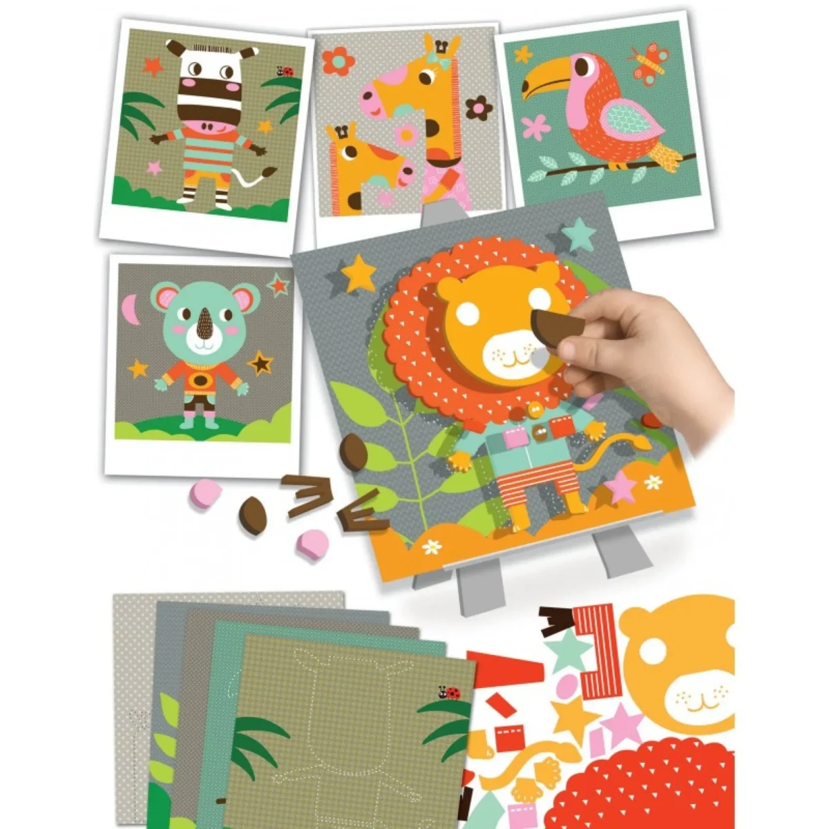 Set creativ – Creează tablouri colorate din spumă - Animale din Savană, CRÉA LIGN, 3 ani+ - imagine 2