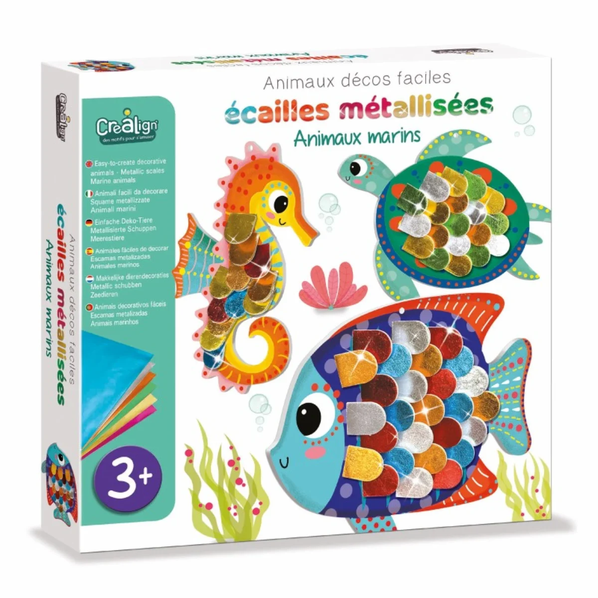 Set creativ – Decorează viețuitoare marine cu solzi colorați, CRÉA LIGN, 3 ani+ - imagine 1